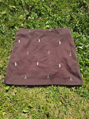 y2k Preppy Latte Girl Golf Prep Sporty Brown & Blue Patterned Golf Skort